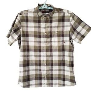 Mountain Hardware Men's XL XLarge Short Sleeve Green Blue‎ Plaid Striped Shirt